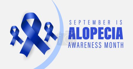 Téléchargez les illustrations : Septembre est la bannière du Mois de sensibilisation à l'alopécie. Alopécie Areata une maladie auto-immune perte de cheveux. Affiche vectorielle pour les médias sociaux et le web. - en licence libre de droit