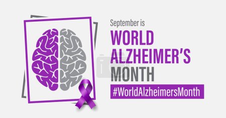 Illustration for September is World Alzheimer's Month banner. Vector campaign banner for social media and web. - Royalty Free Image