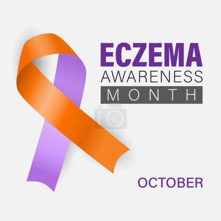Illustration for Eczema Awareness Month banner. Observed in October annually. Flat vector design. - Royalty Free Image