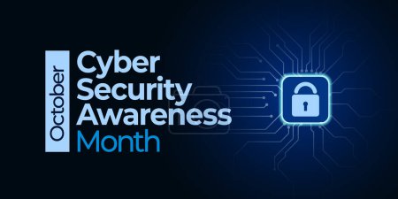 Cyber Security Awareness Month (NCSAM). Beobachtet im Oktober. Vektorbanner.