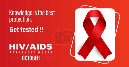 Ilustración de Mes de sensibilización sobre el VIH / SIDA. Hazte la prueba. Observado en octubre. Banner web. - Imagen libre de derechos