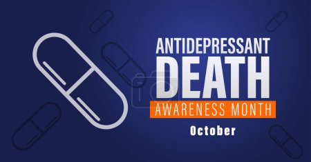Ilustración de Banner de campaña del mes de concienciación sobre la muerte antidepresiva. Observado cada año en octubre. - Imagen libre de derechos