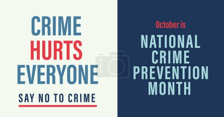 Ilustración de Banner del mes nacional de prevención del crimen. El crimen lastima a todos. Campaña vector banner. - Imagen libre de derechos