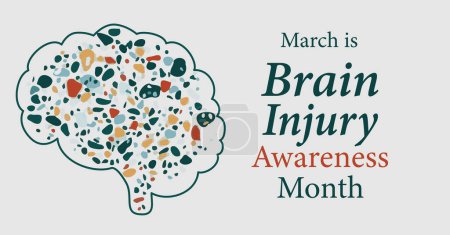 Werbebanner für den Monat des Bewusstseins für Gehirnverletzungen. Beobachtet im März. Vektorbanner.