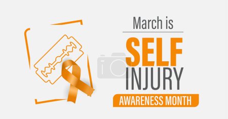 Transparent zur Kampagne "Self Injury Awareness Month". Schaden oder Verstümmelung durch sich selbst. Beobachtet im März des Jahres. Vektorillustration