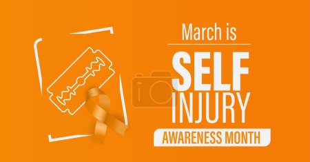 Transparent zur Kampagne "Self Injury Awareness Month". Schaden oder Verstümmelung durch sich selbst. Beobachtet im März des Jahres. Vektorillustration