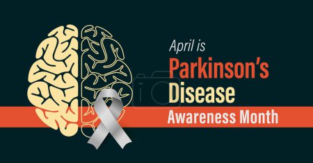 Parkinson's Disease Awareness Month campaign banner. Progressive degeneration of nerve cells. Brain disorder. Observed in April yearly.