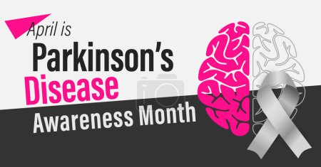 Parkinson's Disease Awareness Month campaign banner. Progressive degeneration of nerve cells. Brain disorder. Observed in April yearly.