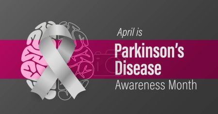 Illustration for Parkinson's Disease Awareness Month campaign banner. Progressive degeneration of nerve cells. Brain disorder. Observed in April yearly. - Royalty Free Image