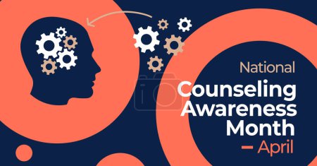 National Counseling Awareness Month Banner Vorlage. Jedes Jahr im April beobachtet.