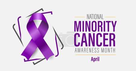 Mois national de sensibilisation au cancer chez les minorités avec ruban violet. Modèle de bannière Web. Observé en avril.