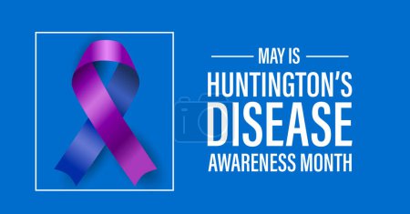 Huntington's disease awareness month campaign banner. Blue and violet advocacy ribbon.