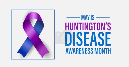 Huntington's disease awareness month campaign banner. Blue and violet advocacy ribbon.