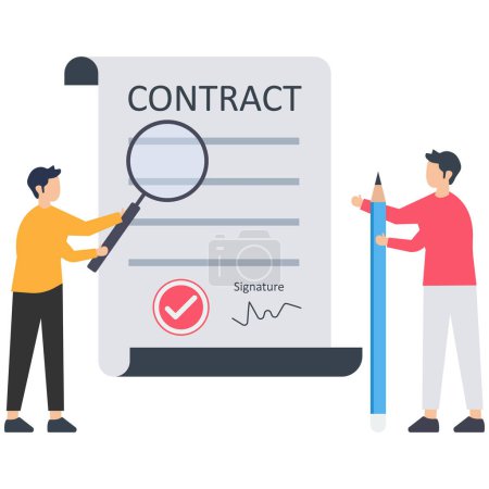 Business partnership contract analysis, Business deal, agreement or collaboration document, contract or success negotiation, agreement document. Partnership contract concept