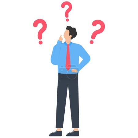 Illustration for Businessmen think about something and look at question marks. - Royalty Free Image