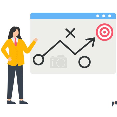 Illustration for Business strategy planning, marketing tactic to achieve target, project blocker and solution to win and success concept stock illustration - Royalty Free Image