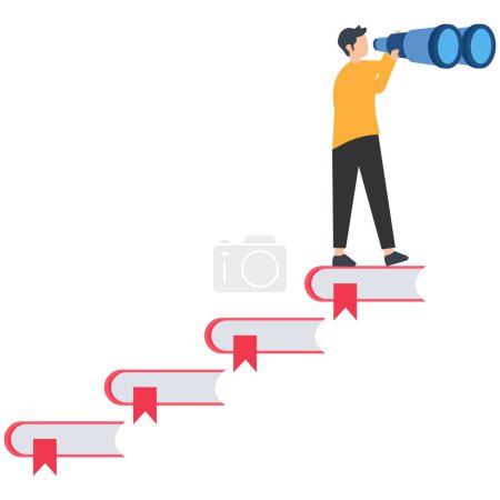 Illustration for Career advancement, education to help career advancement, knowledge or wisdom for business visionary, leadership or opportunity concept - Royalty Free Image