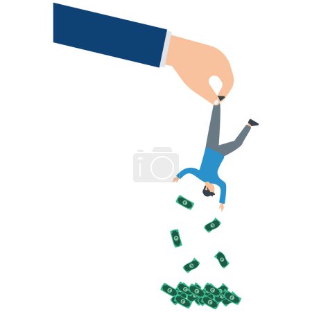 Illustration for Tax hike, Government increase tax, Steal money from people, Overcharge bills, Greedy businessmen - Royalty Free Image