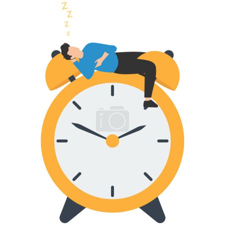 Ilustración de La caída de la tarde, la pereza y la dilación posponen el trabajo para hacer más tarde, el aburrimiento y el trabajo somnoliento, la colocación en el reloj en horas de trabajo - Imagen libre de derechos