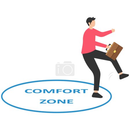 Illustration for Escape from a routine comfort zone, Change to experience new challenges, Break free for freedoms, Escape from bird cage trap - Royalty Free Image
