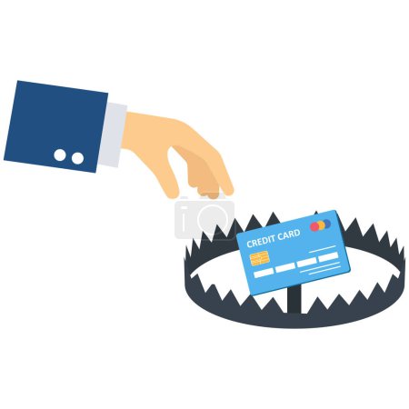 Illustration for Credit card debt, financial problem, loan or obligation to pay back, over spending or expense - Royalty Free Image