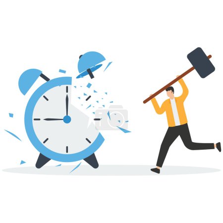 Illustration for Procrastination postpone to get thing done later, too tight business deadline or cannot finish work in time - Royalty Free Image