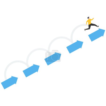Illustration for Businessman jumping to next step, risk or challenge concept - Royalty Free Image