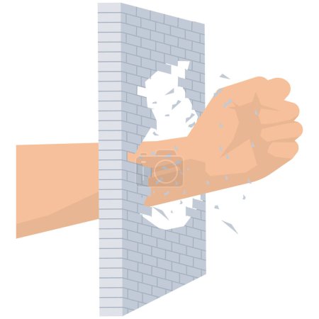 Illustration for Business man breaking through wall - Royalty Free Image