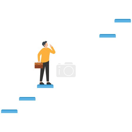 Illustration for A man lost the stairs to move up - Royalty Free Image
