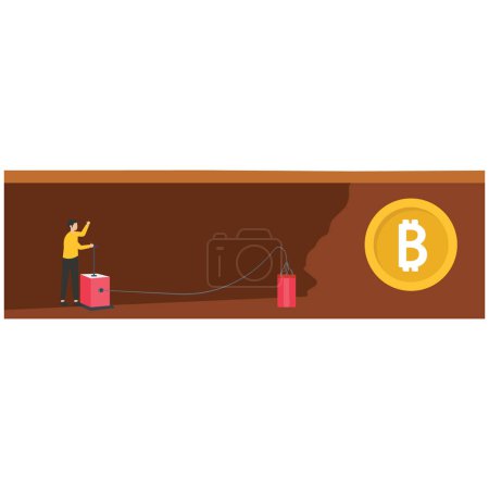 Illustration for Bitcoin cryptocurrency mining,Cryptocurrency validation - Royalty Free Image
