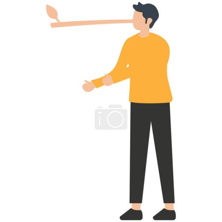 Illustration for Lying man with a long nose,Misleading appearance - Royalty Free Image