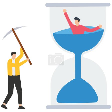 Illustration for Man in the shrinking in the hourglass - Royalty Free Image