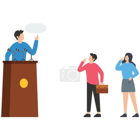 Illustration for Speaking to the public at a lectern - Royalty Free Image