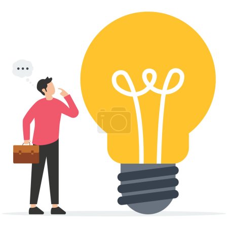 Illustration for Smart businessman thinking on imagination light bulb idea, creative thinking, using imagination and creativity for solution idea or solve business problem, contemplation or brilliant idea - Royalty Free Image