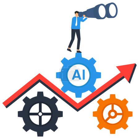 Illustration for Find Ai opportunities, revolutionize productivity or incorporating AI into workflow - Royalty Free Image