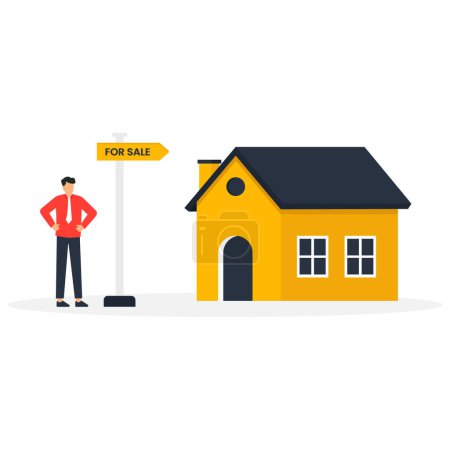 Illustration for Home for sale, selling house moving to new home - Royalty Free Image