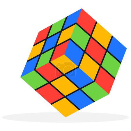 Téléchargez les illustrations : Rubik cube solver, Résoudre des compétences problématiques difficiles, pensée critique pour la solution d'entreprise, répondre à une question ou un problème de défi, créativité pour le succès - en licence libre de droit