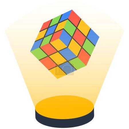 Téléchargez les illustrations : Rubik cube solver, Résoudre des compétences problématiques difficiles, pensée critique pour la solution d'entreprise, répondre à une question ou un problème de défi, créativité pour le succès - en licence libre de droit