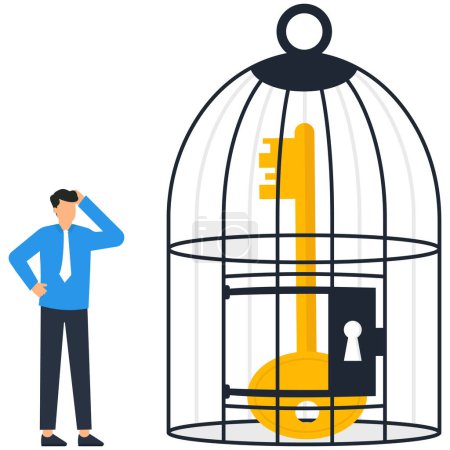 Téléchargez les illustrations : La clé du succès dans la cage - en licence libre de droit