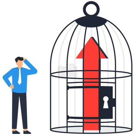 Illustration for Growth arrow inside the cage - Royalty Free Image