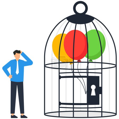 Illustration for Balloons inside the cage - Royalty Free Image