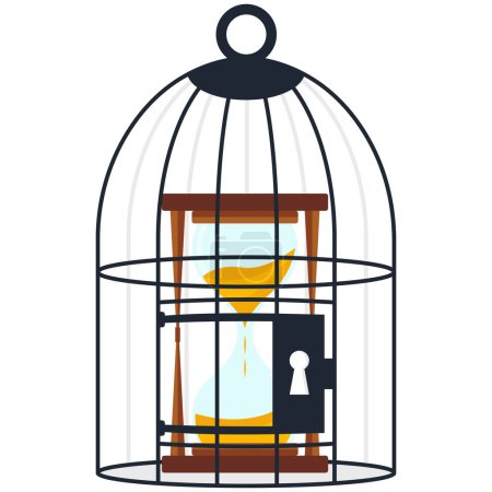 Illustration for Hourglass inside the cage - Royalty Free Image