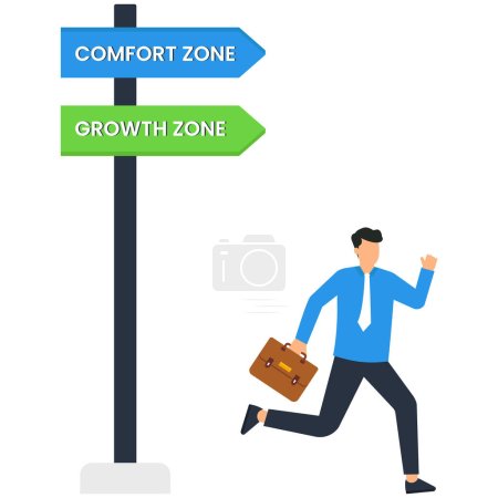 Ilustración de Hombre corriendo por zona de crecimiento y zona de confort - Imagen libre de derechos