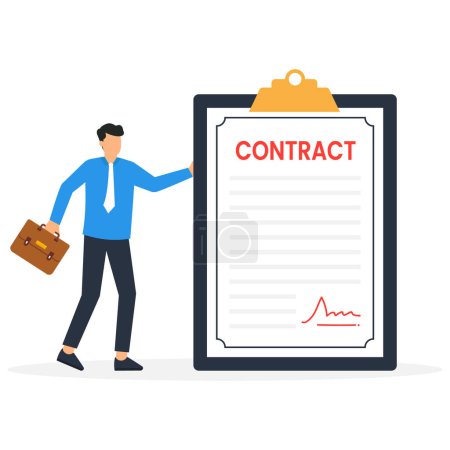 Illustration for Signing contract, business deal or partnership, banking loan, investment contract or job offer agreement concept - Royalty Free Image