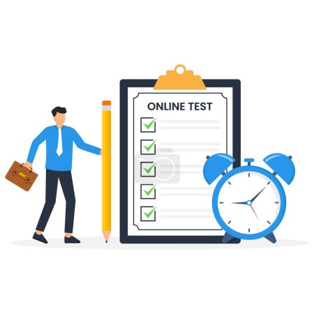 Illustration for Online test, Online test practice, performance of education, online study - Royalty Free Image
