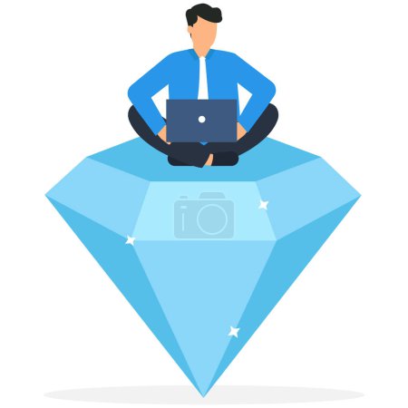 Téléchargez les illustrations : Investisseur assis sur des diamants - en licence libre de droit