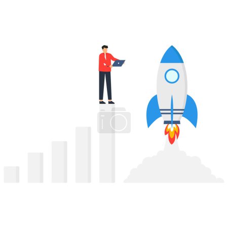 Illustration for Businessman launch the rocket - Royalty Free Image