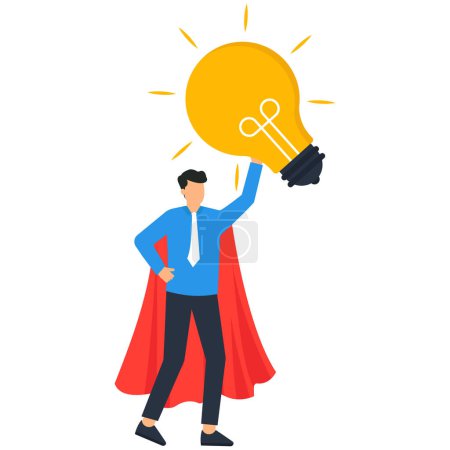 Illustration for Businessman superhero holding creative idea - Royalty Free Image