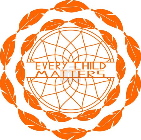 Ilustración de Cada niño importa. Camiseta Naranja Día de Canadá. 30 de septiembre. Día Nacional de la Verdad y la Reconciliación. Diseño del logotipo. - Imagen libre de derechos