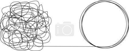 Photo for Tangled and unraveled tangles problem solving process - Royalty Free Image